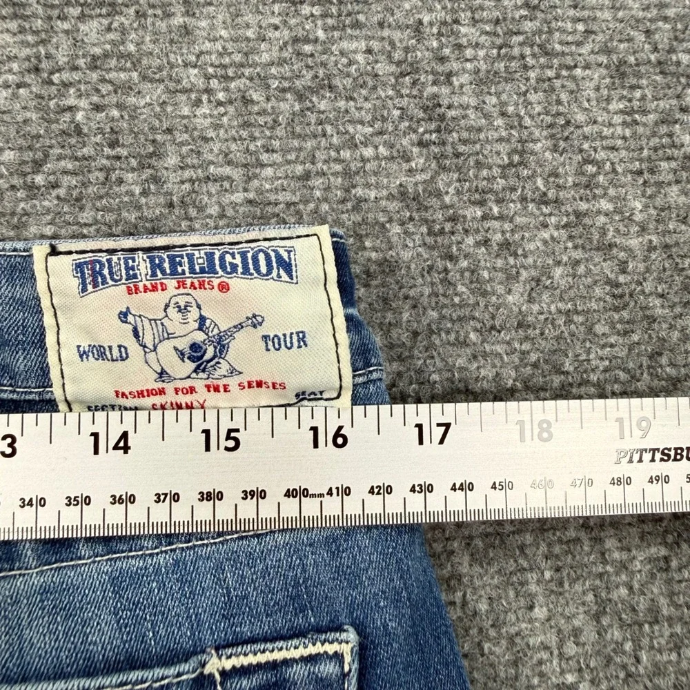 True Religion Skinny Jeans 30W x 31L Blue Low Rise Contrast Stitch Denim Women's